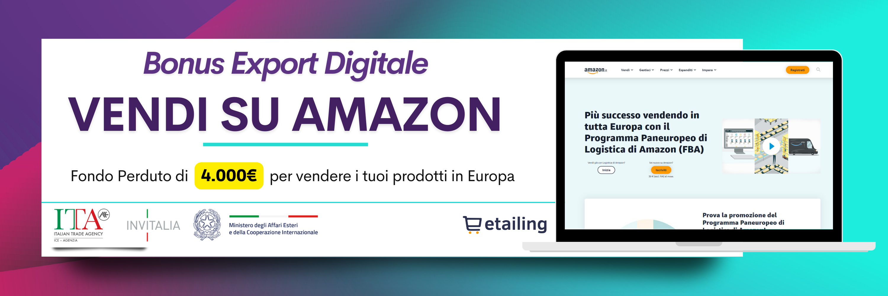 Bonus Export Digitale | Vendi in Amazon Europa con Etailing
